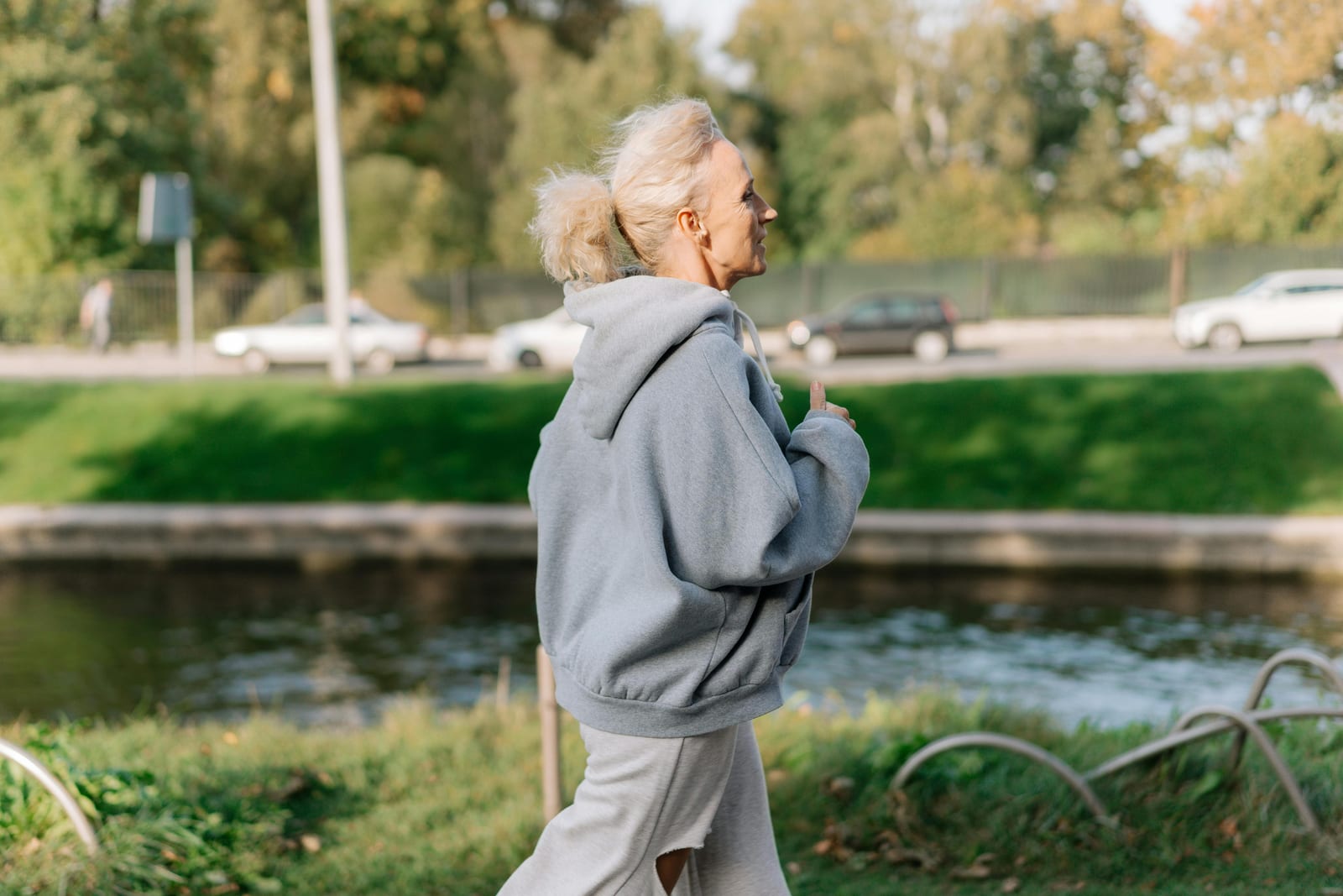 A 59 year old woman returns to exercising outdoors